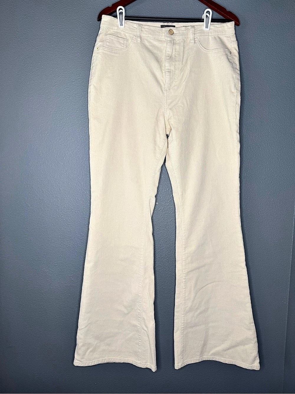 DL1961 Rachel Flare Corduroy Pants Womens 32 Eggshell Ultra High Rise